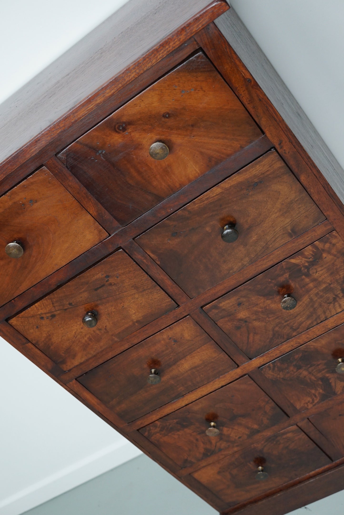 German Flower Mahogany Apothecary Cabinet, 19th Century