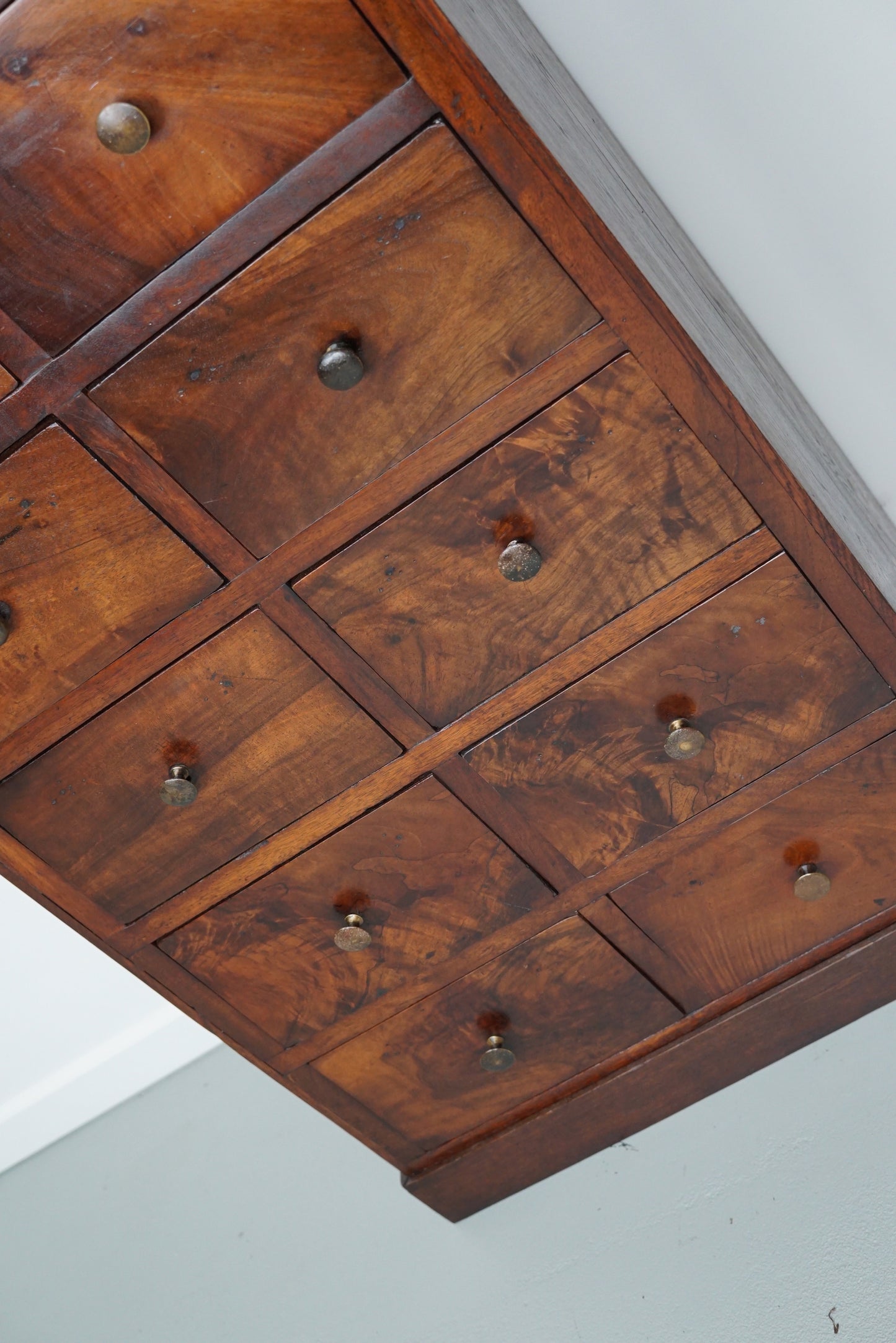 German Flower Mahogany Apothecary Cabinet, 19th Century