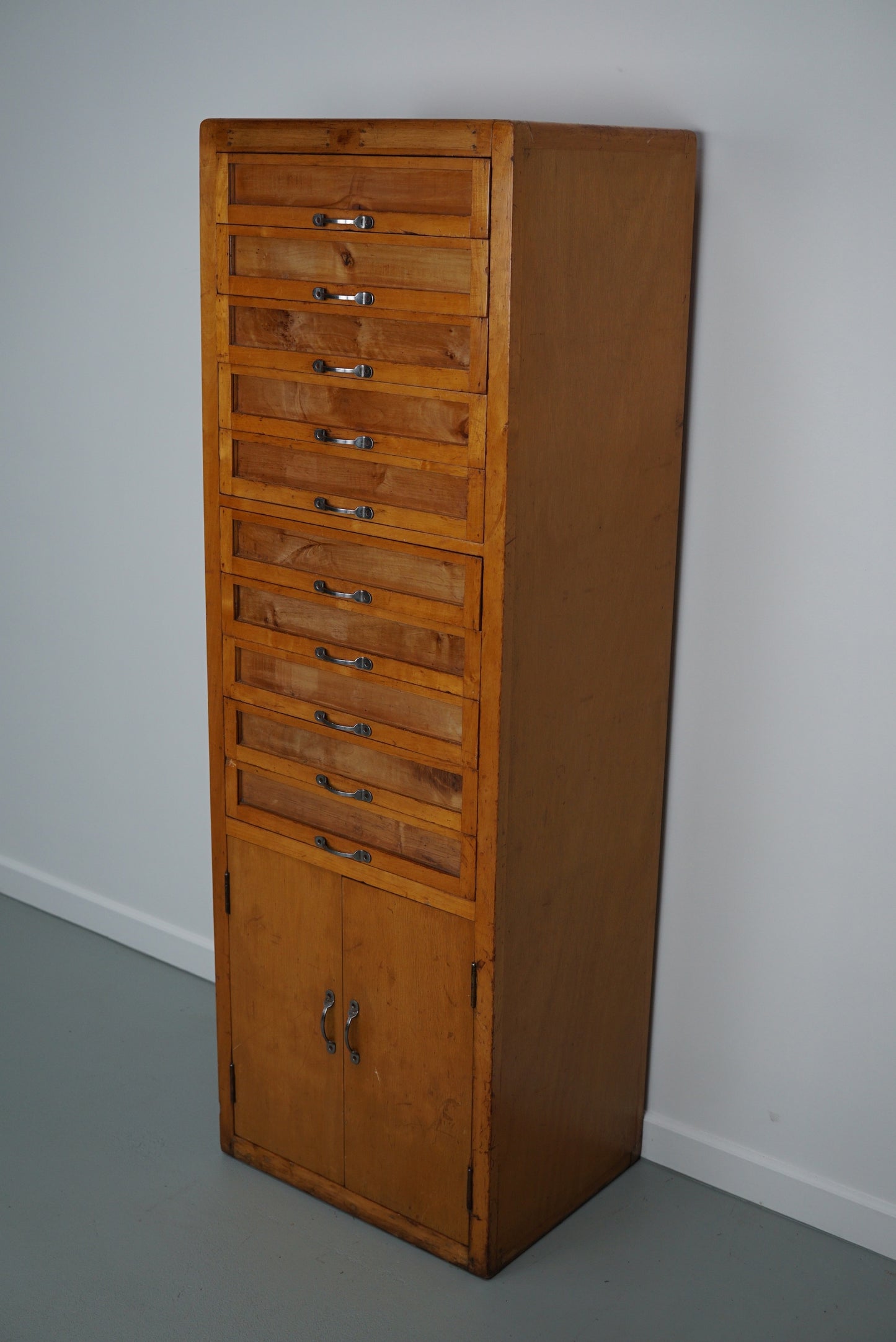 Vintage Italian Beech Haberdashery Shop Cabinet, 1950s