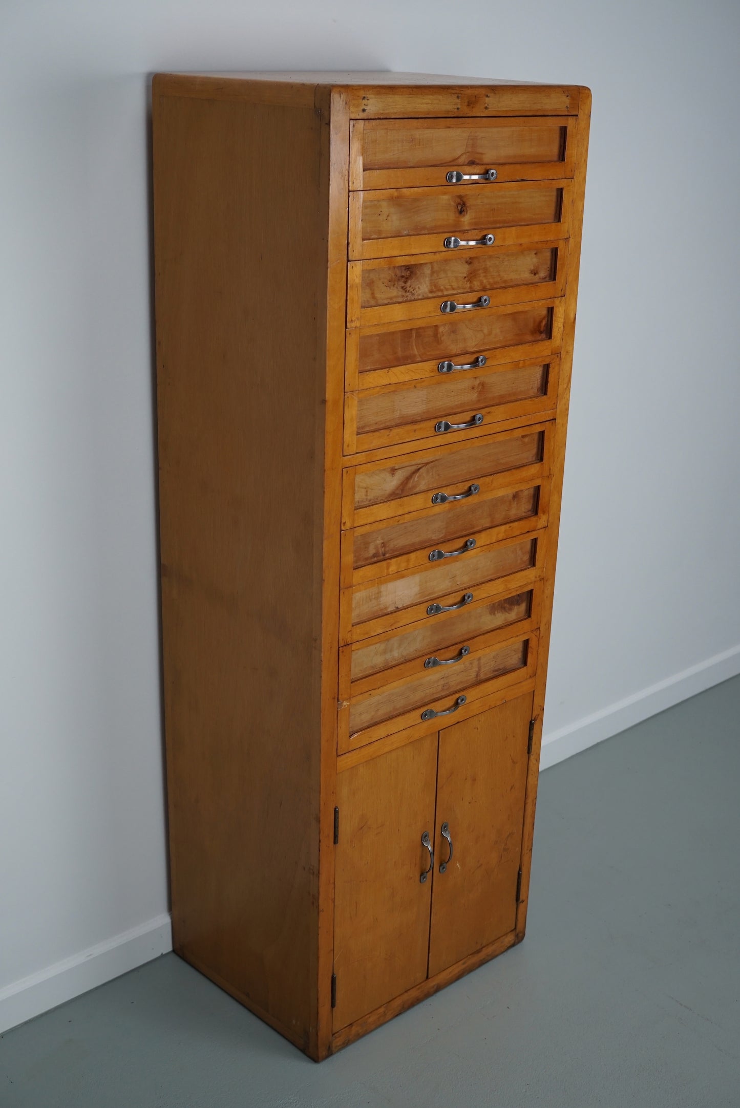 Vintage Italian Beech Haberdashery Shop Cabinet, 1950s