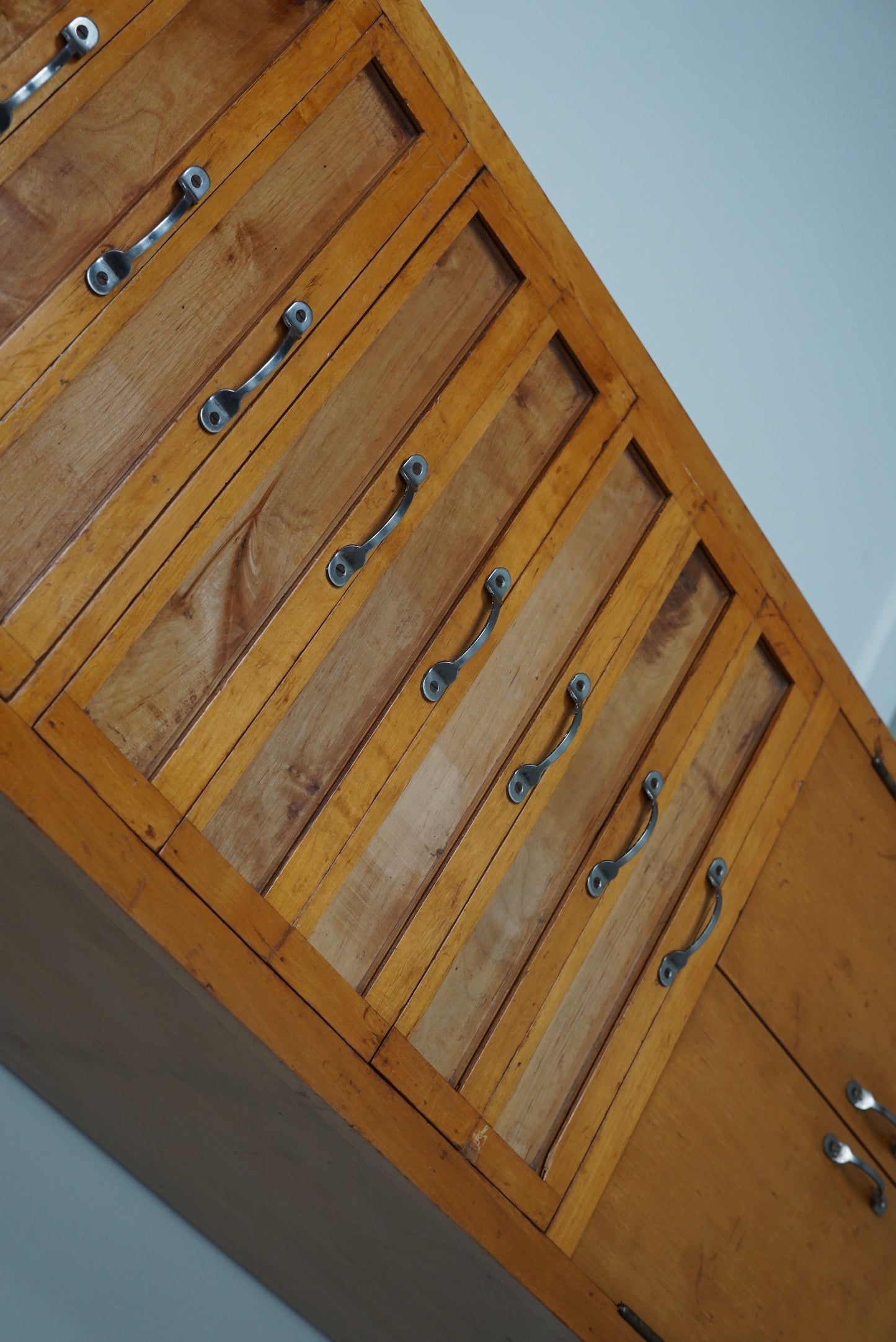 Vintage Italian Beech Haberdashery Shop Cabinet, 1950s