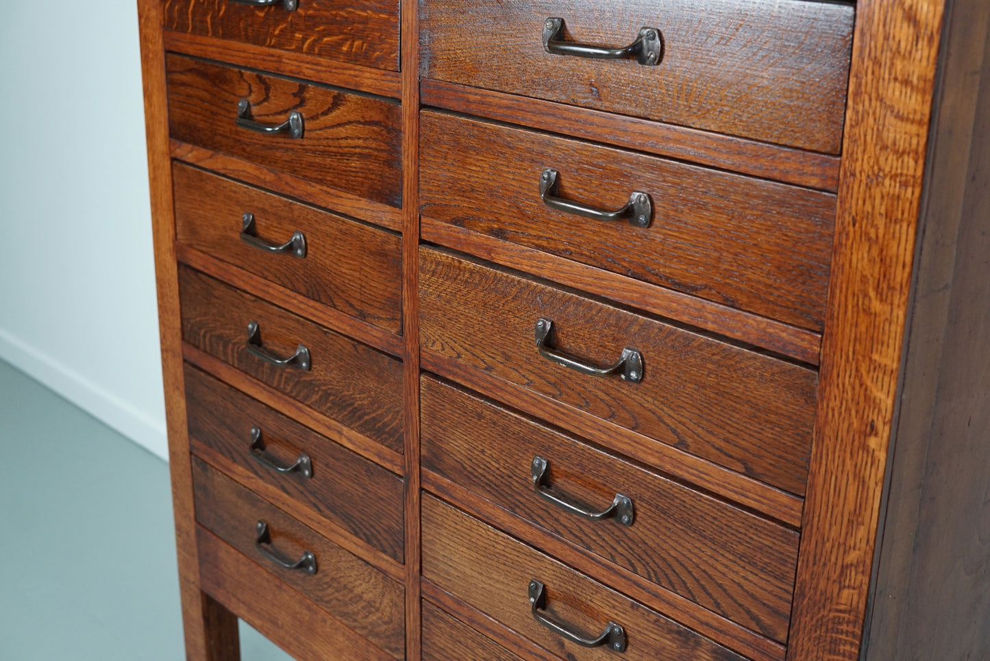Dutch Oak & Beech Industrial Apothecary or Filing Cabinet, 1930s