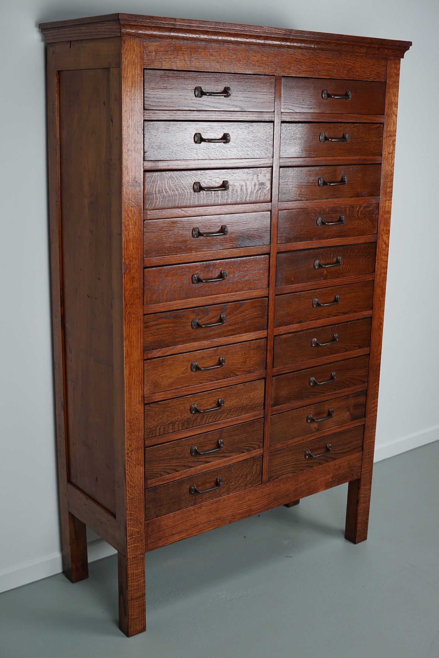Dutch Oak & Beech Industrial Apothecary or Filing Cabinet, 1930s