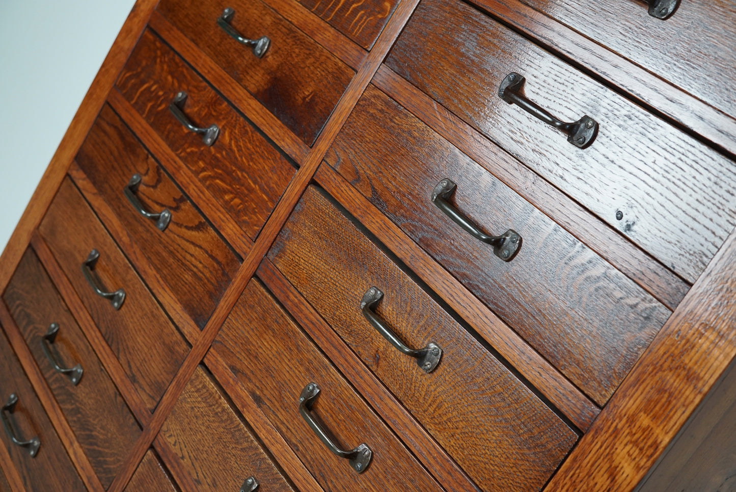 Dutch Oak & Beech Industrial Apothecary or Filing Cabinet, 1930s