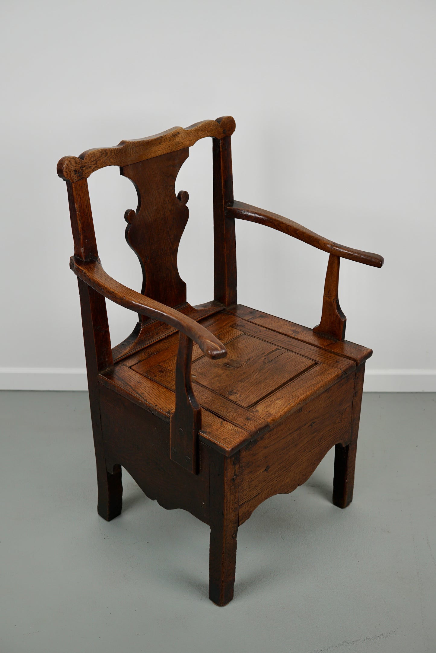 Antique English Oak Commode Chair 18th Century