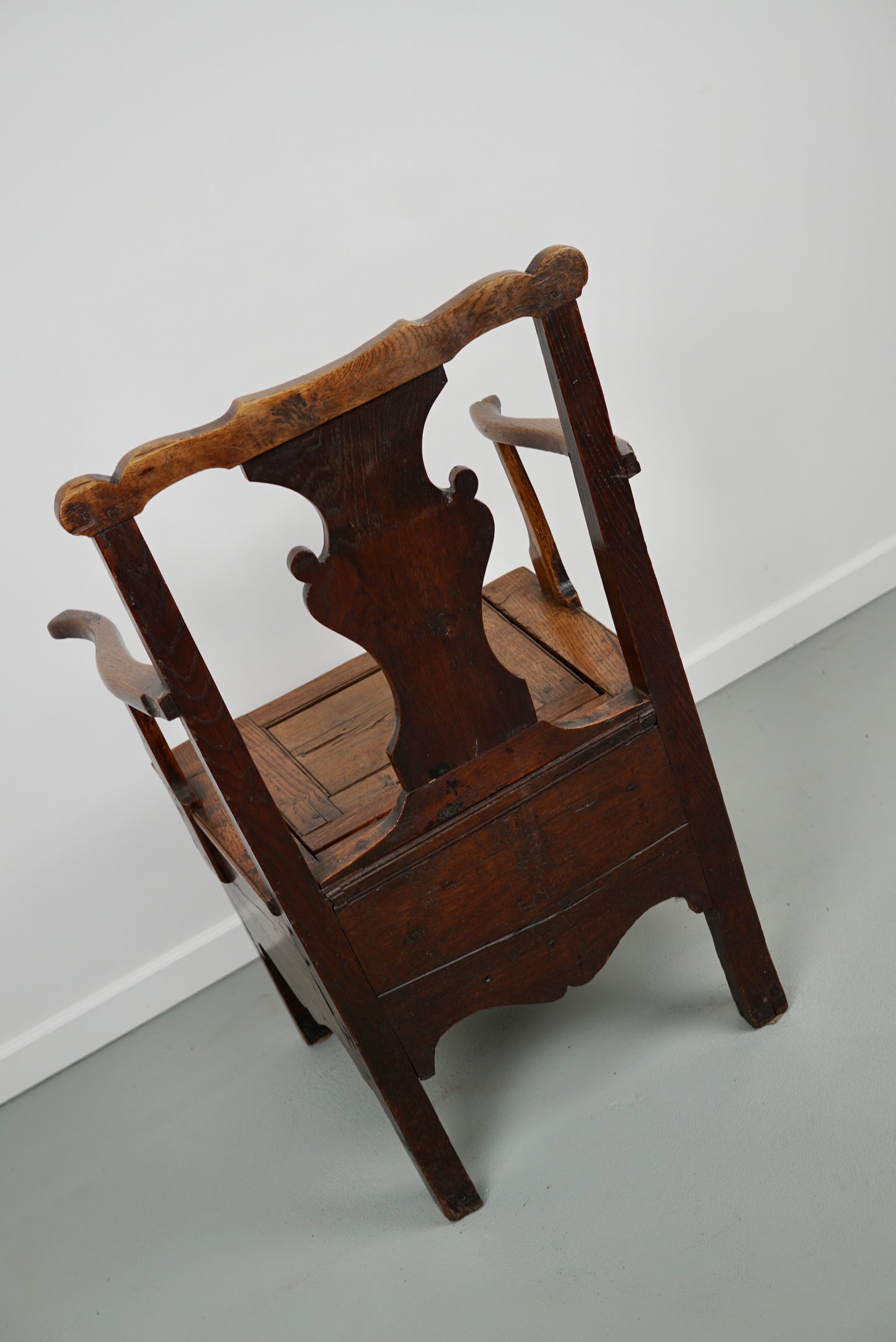 Antique English Oak Commode Chair 18th Century