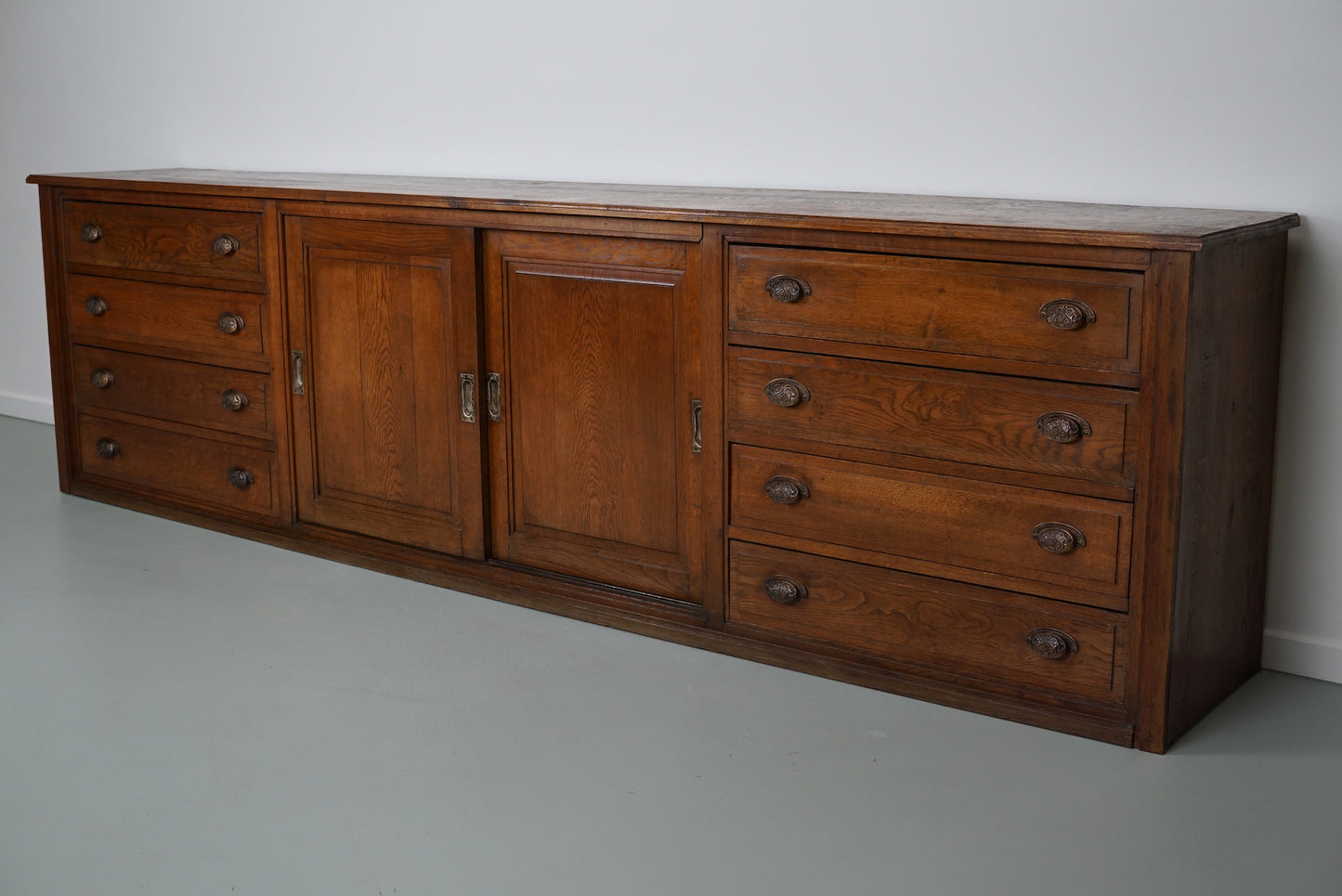 Large Antique French Oak Apothecary Cabinet or Sideboard, Circa 1900