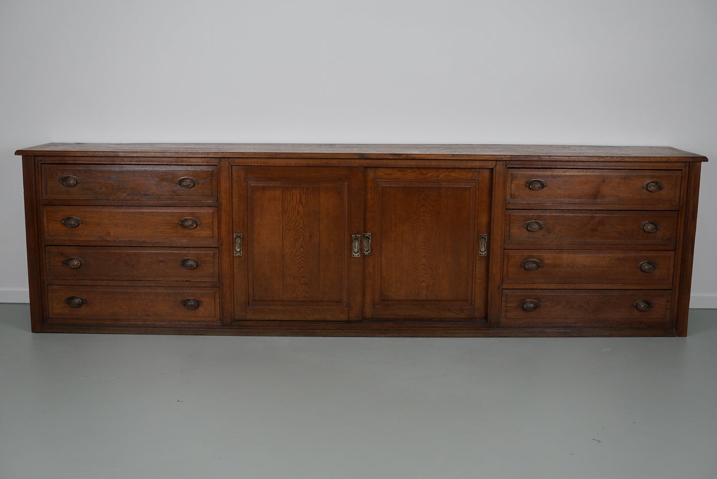 Large Antique French Oak Apothecary Cabinet or Sideboard, Circa 1900