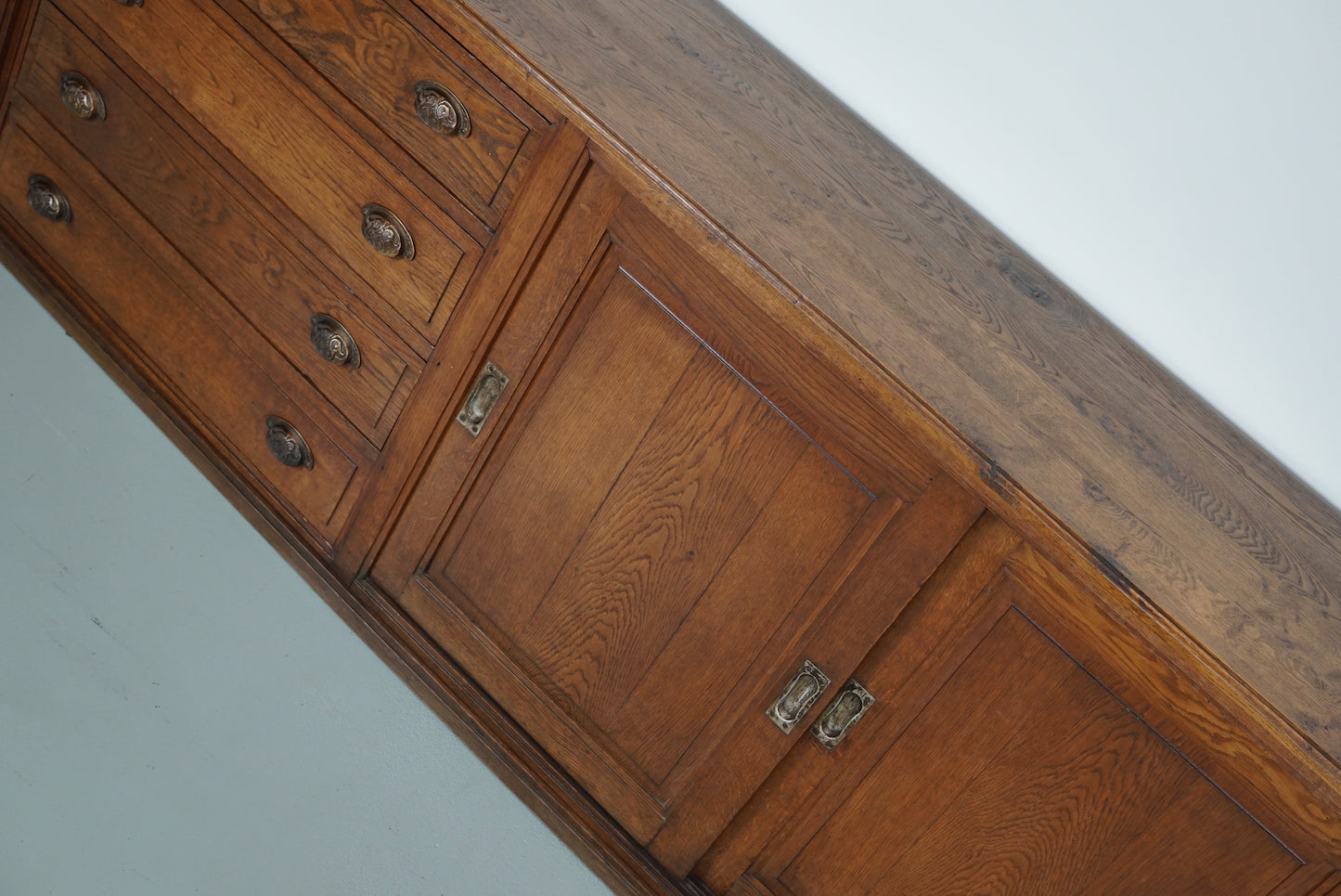 Large Antique French Oak Apothecary Cabinet or Sideboard, Circa 1900
