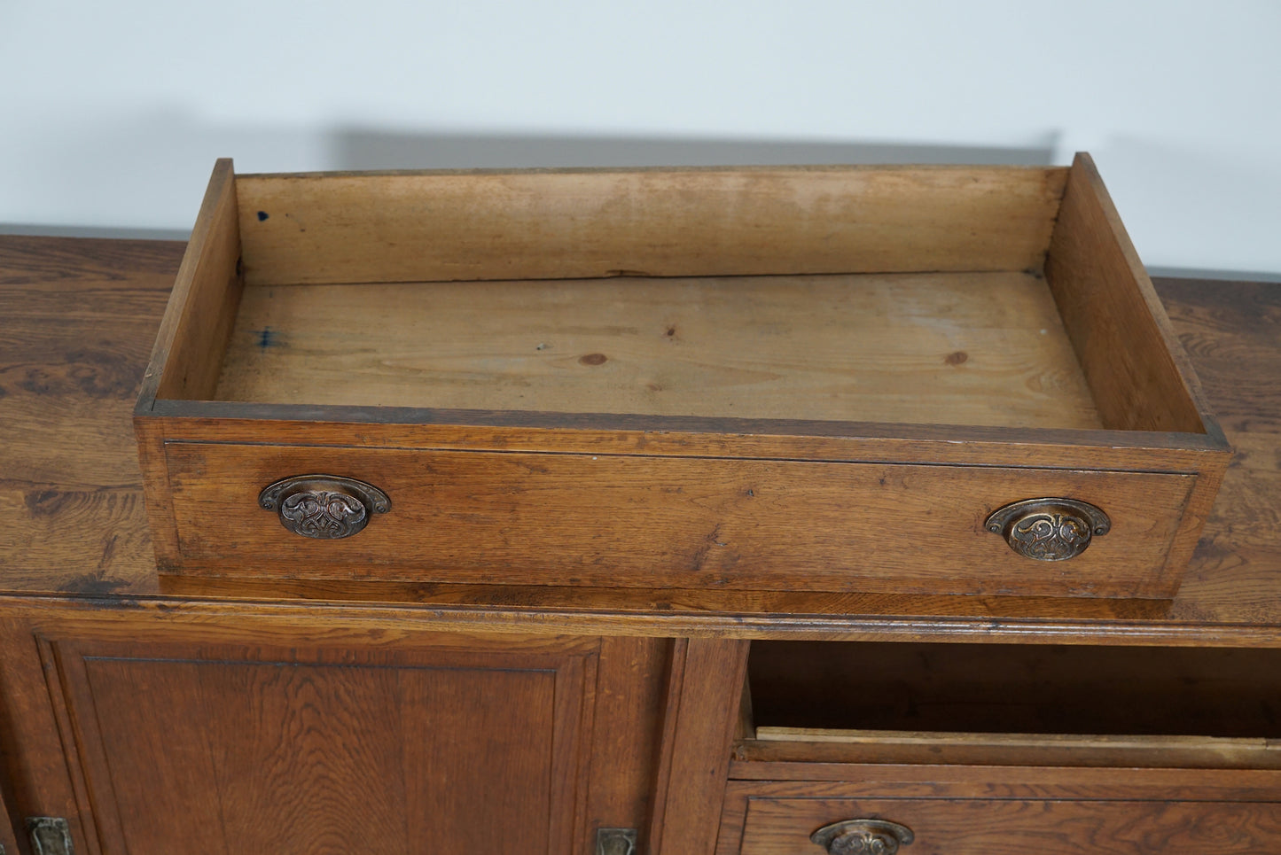 Large Antique French Oak Apothecary Cabinet or Sideboard, Circa 1900
