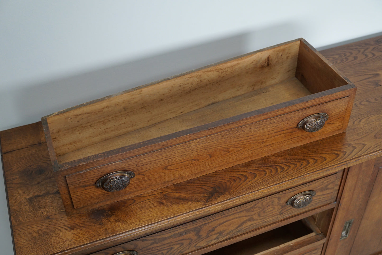 Large Antique French Oak Apothecary Cabinet or Sideboard, Circa 1900