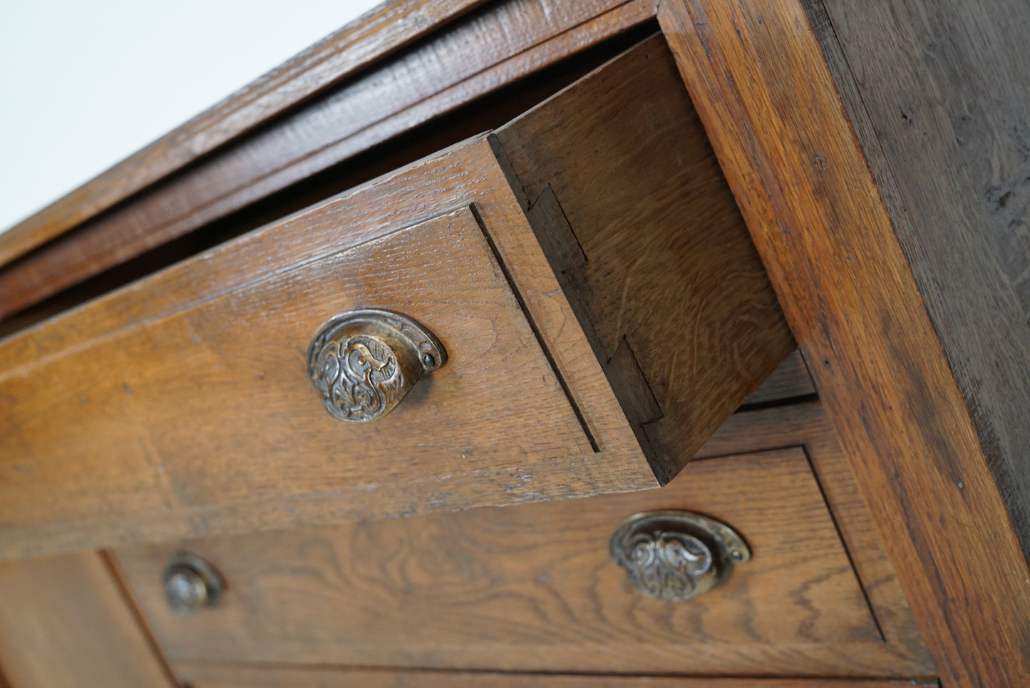 Large Antique French Oak Apothecary Cabinet or Sideboard, Circa 1900