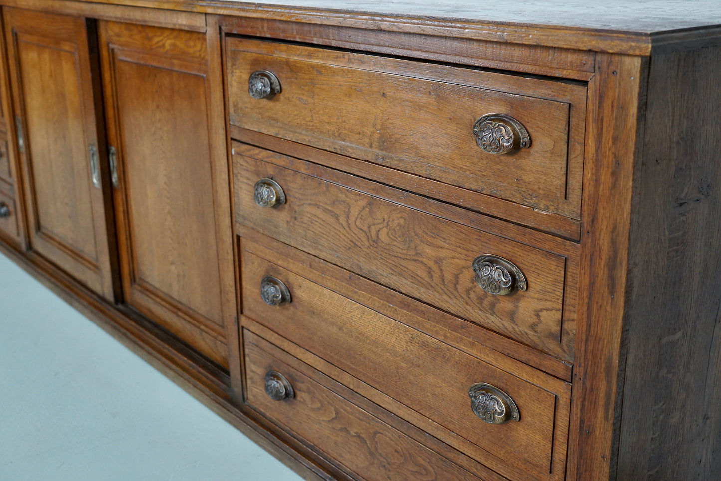 Large Antique French Oak Apothecary Cabinet or Sideboard, Circa 1900