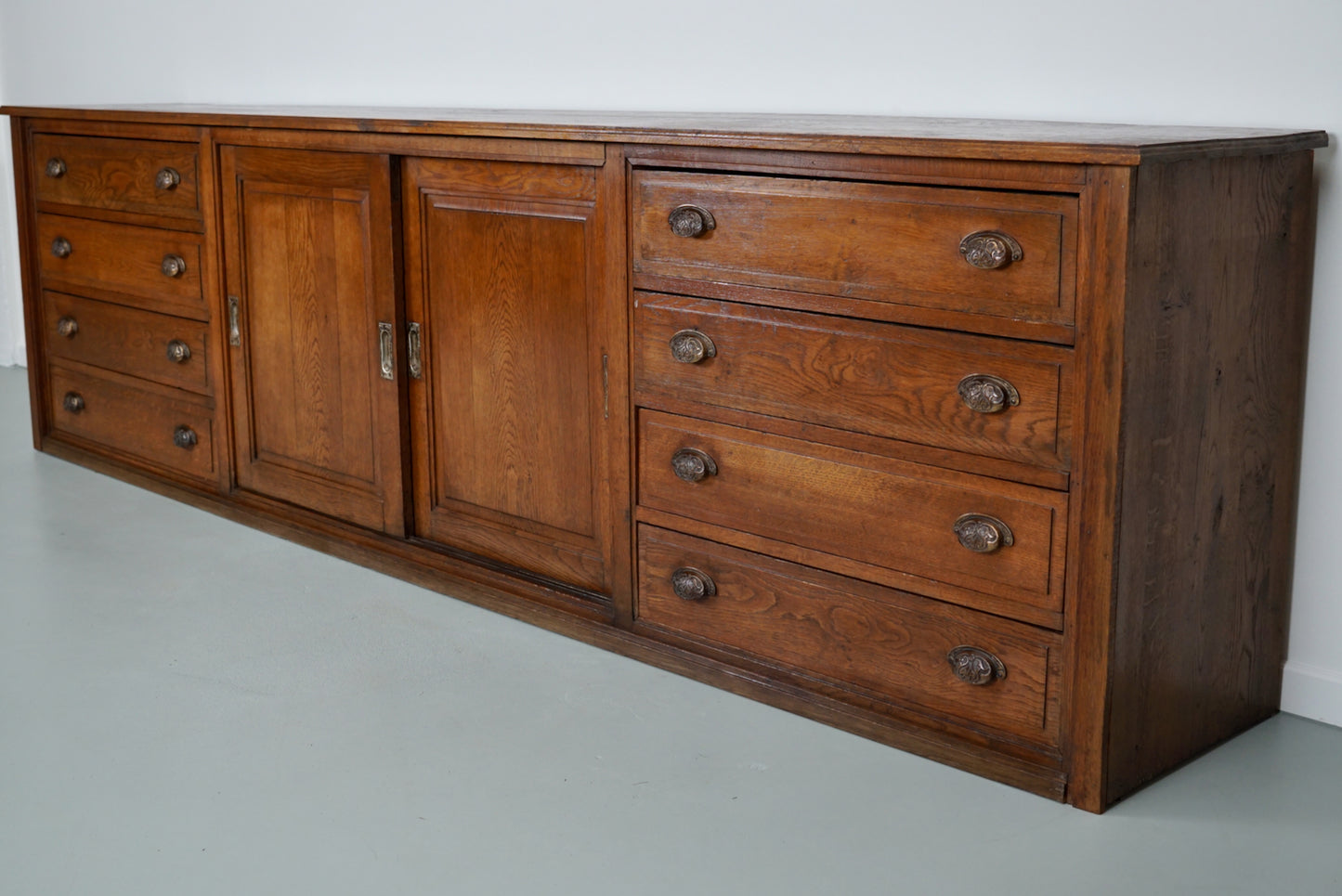 Large Antique French Oak Apothecary Cabinet or Sideboard, Circa 1900