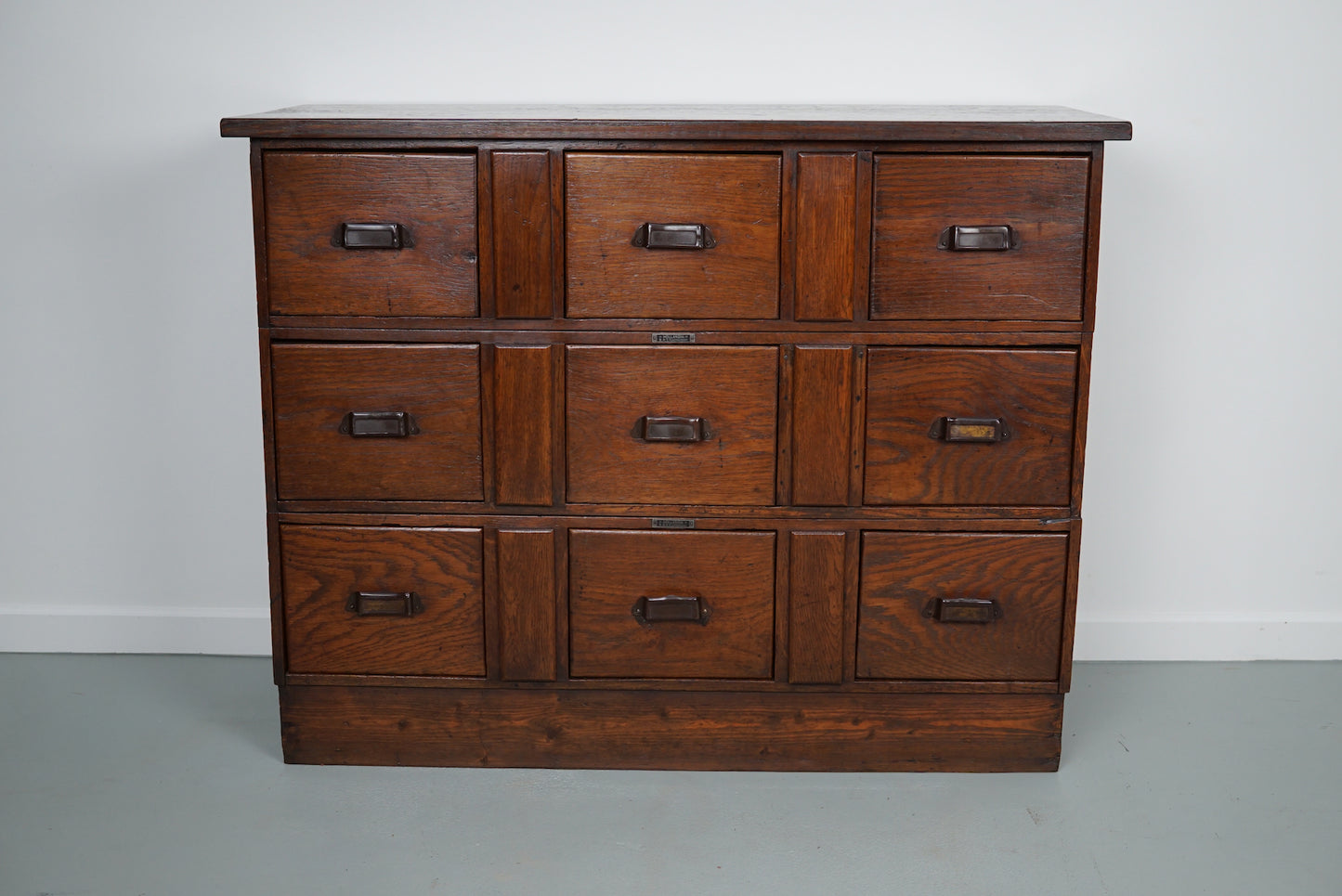 Antique Dutch Oak Apothecary Cabinet or Filing Cabinet, Early 20th Century