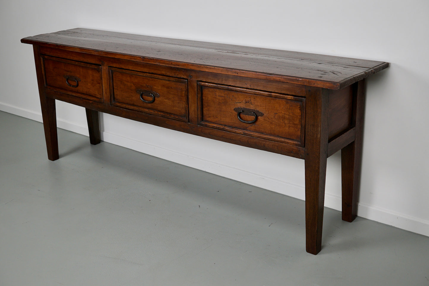 Large Antique French Rustic Farmhouse Fruitwood & Oak Side Table