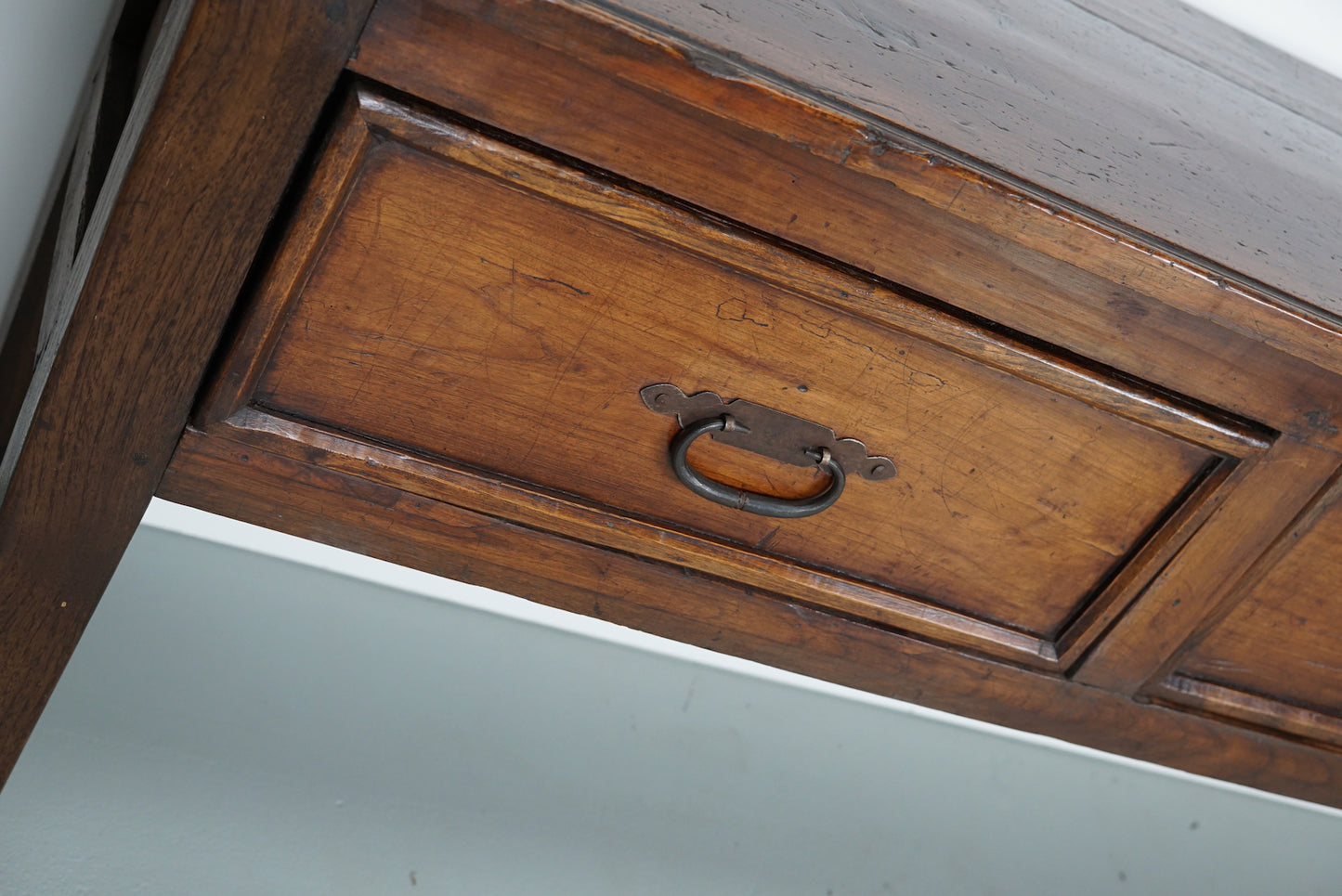 Large Antique French Rustic Farmhouse Fruitwood & Oak Side Table