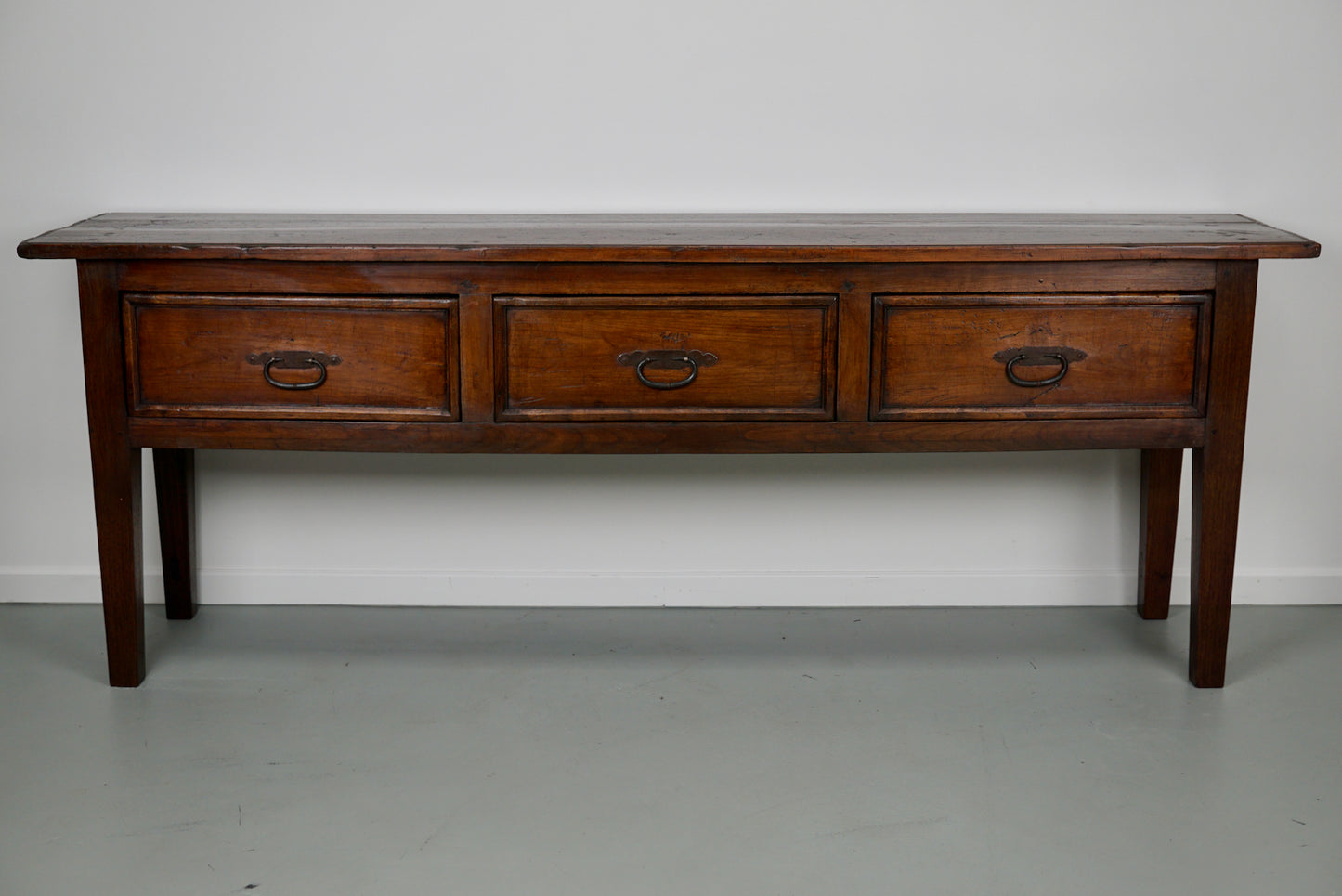 Large Antique French Rustic Farmhouse Fruitwood & Oak Side Table