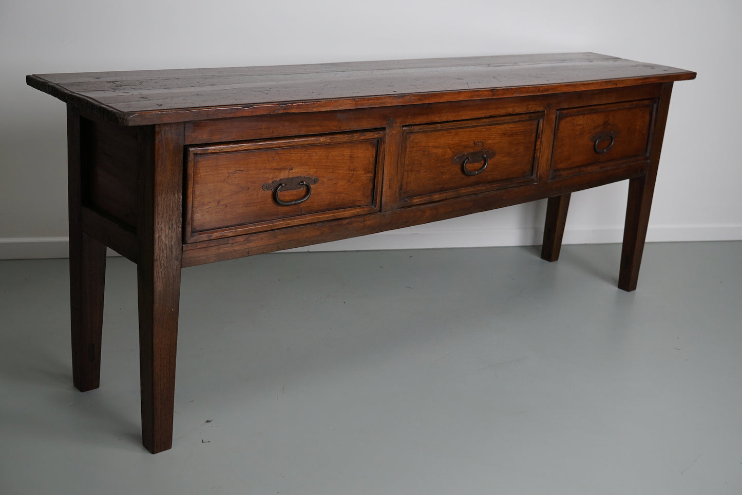 Large Antique French Rustic Farmhouse Fruitwood & Oak Side Table