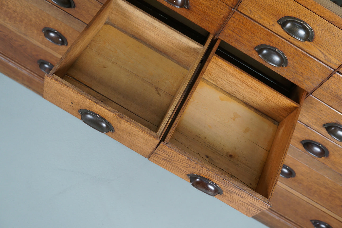 Antique Large Dutch Oak & Glass Shop Counter Cabinet / Vitrine, circa 1920-1930s