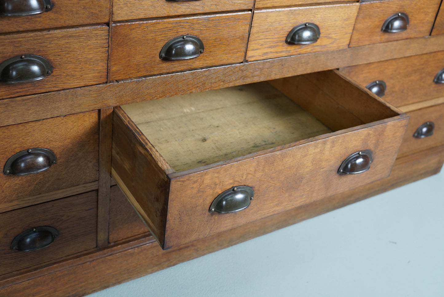 Antique Large Dutch Oak & Glass Shop Counter Cabinet / Vitrine, circa 1920-1930s