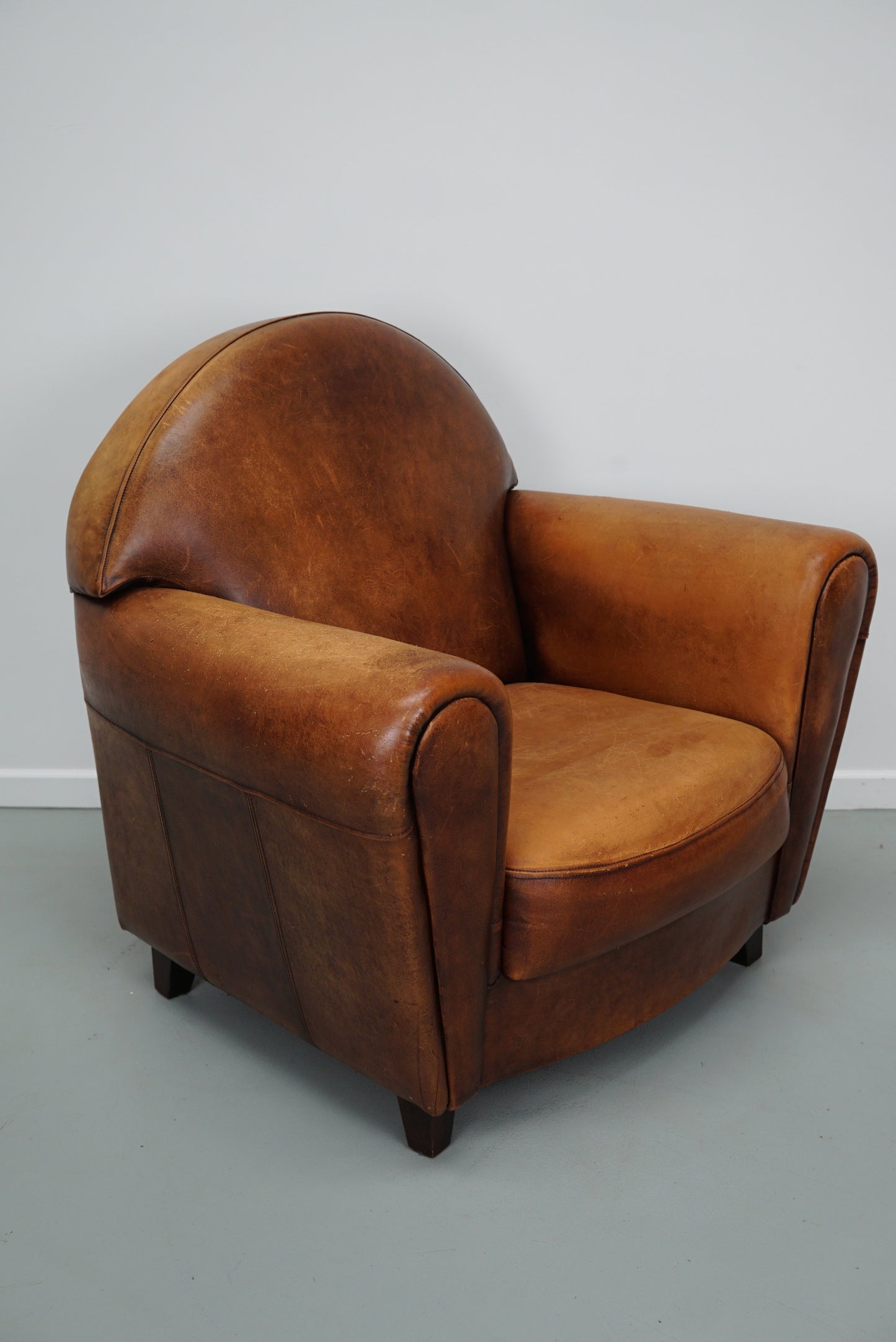 Vintage Dutch Cognac Colored Leather Club Chair