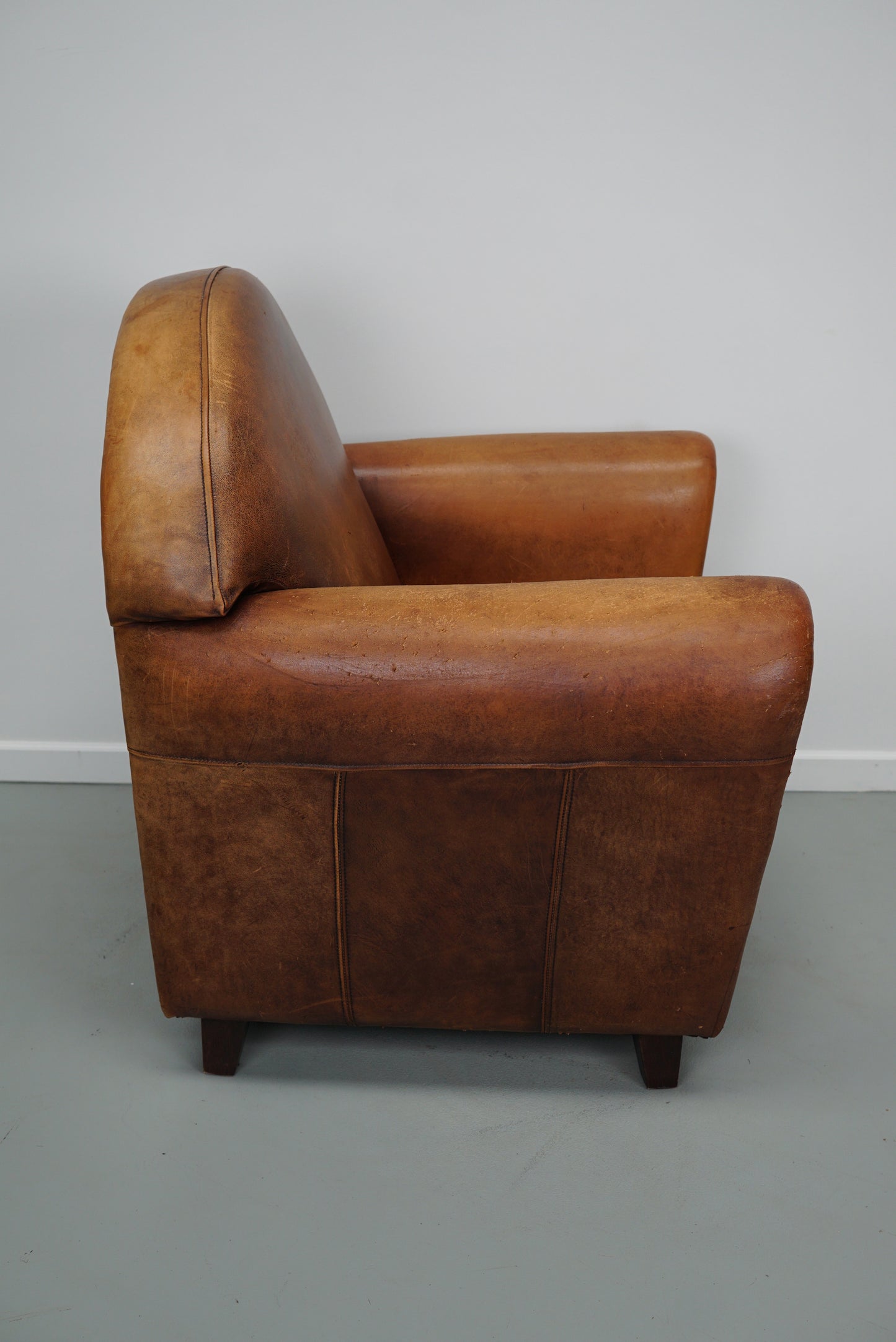 Vintage Dutch Cognac Colored Leather Club Chair