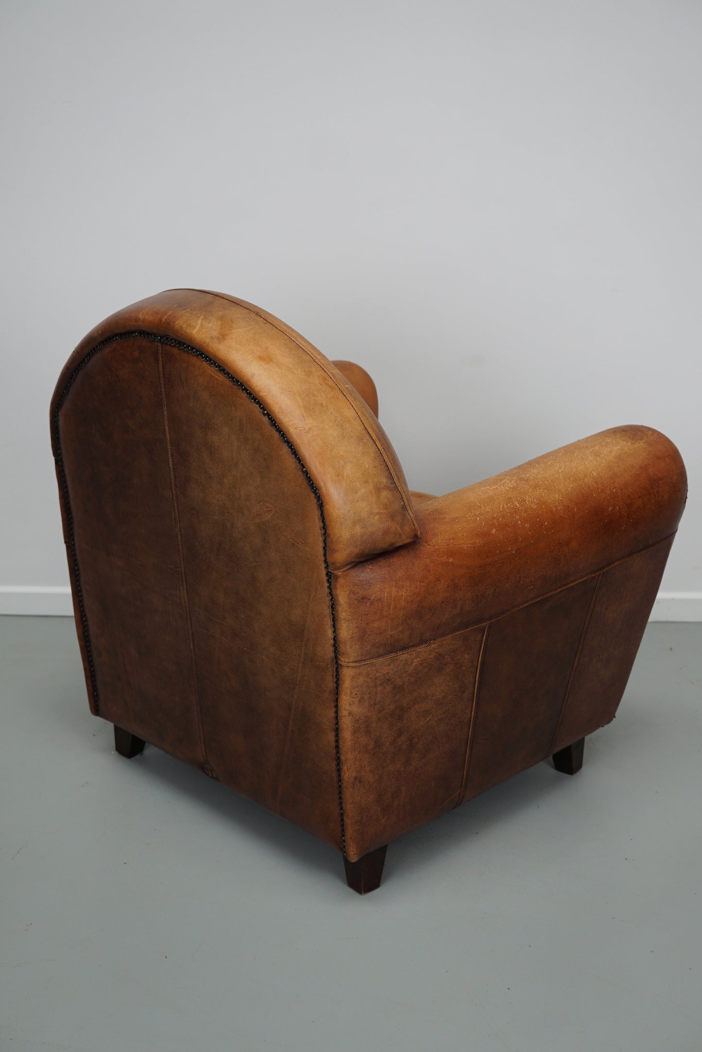 Vintage Dutch Cognac Colored Leather Club Chair