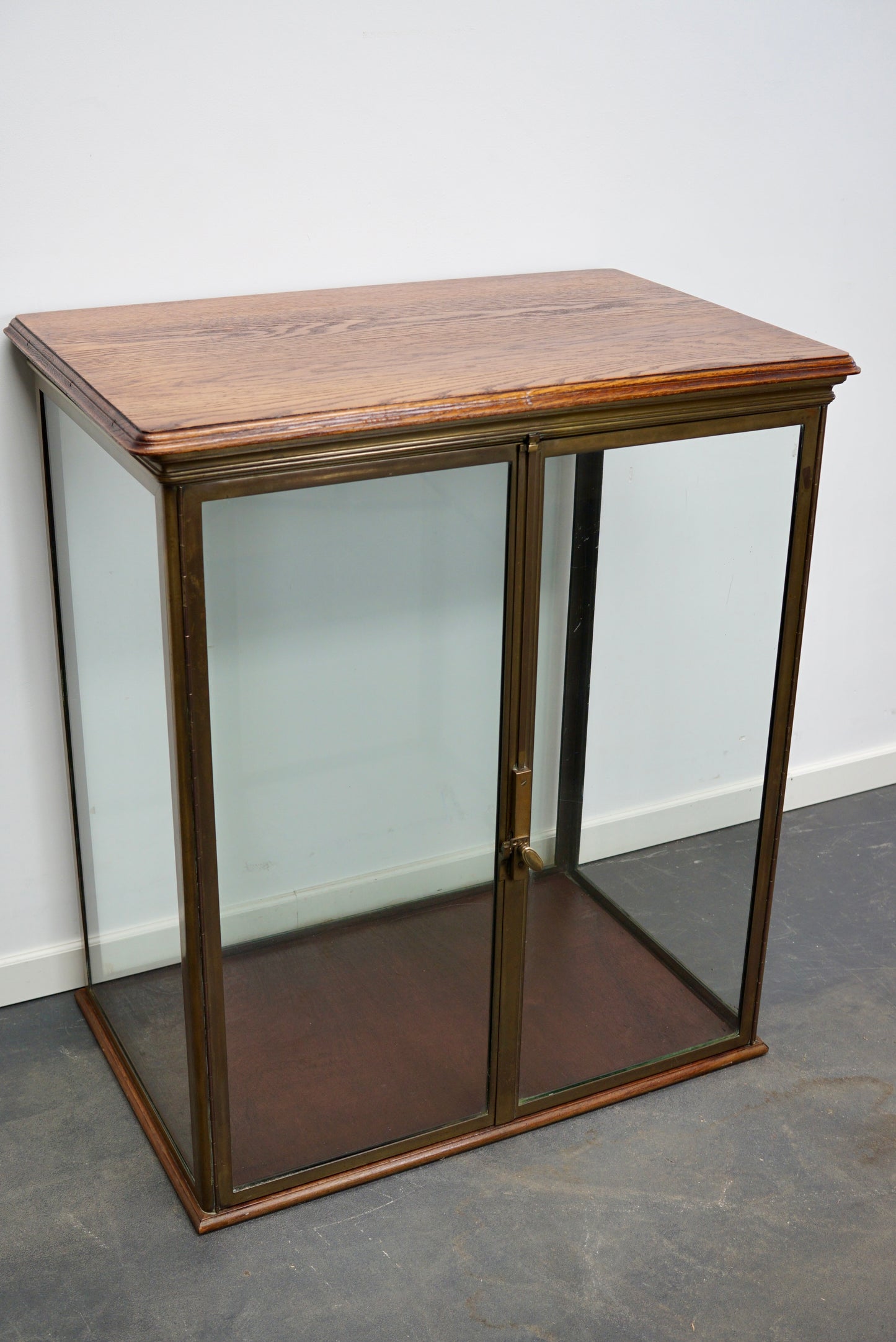 Antique French Glass and Brass Shop Cabinet / Vitrine, circa 1920s