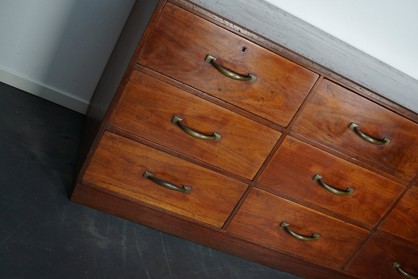 Large French Mahogany Apothecary Cabinet / Drapers Chest, Early 20th Century