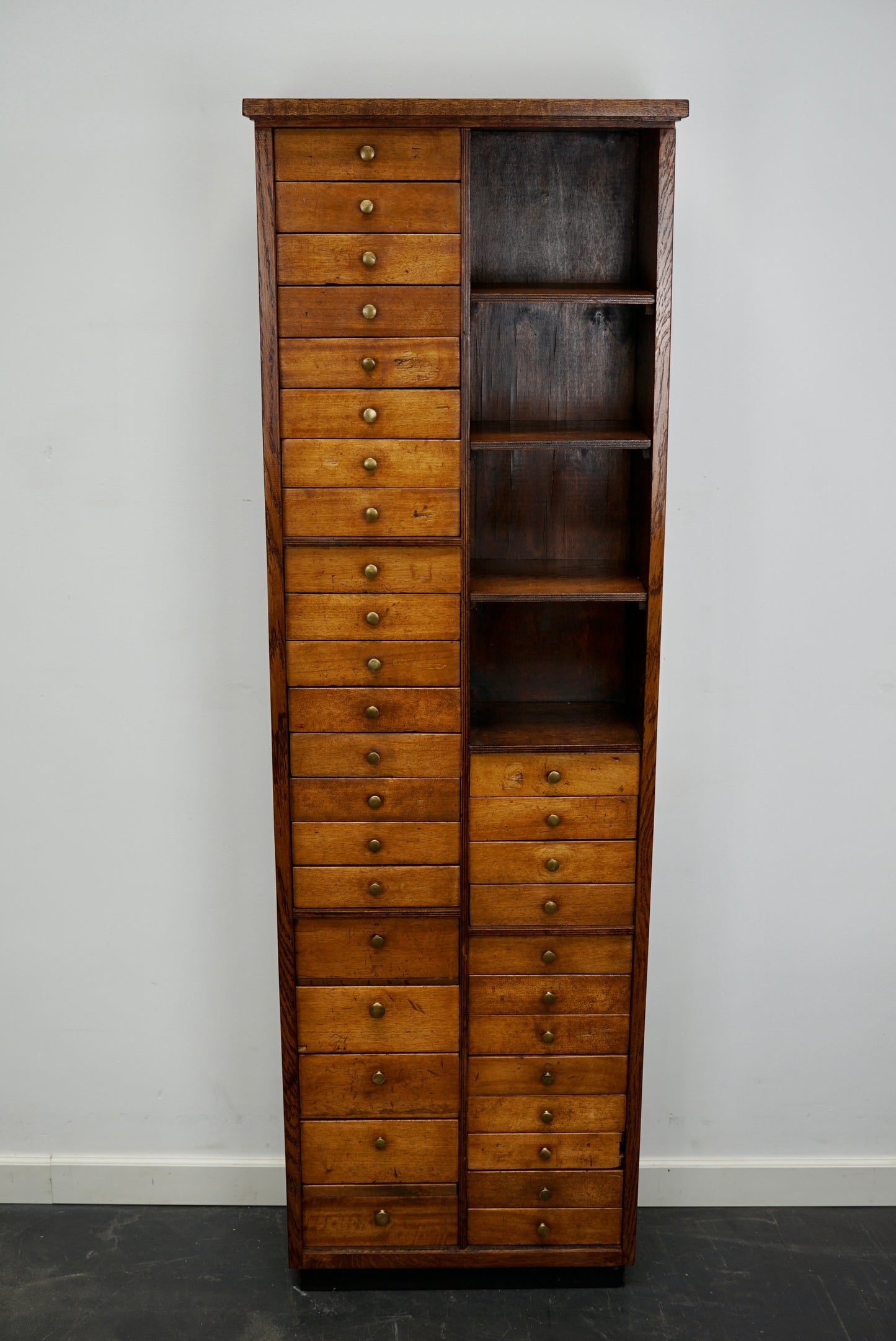 French Industrial Beech Apothecary / Watchmakers Cabinet, Mid 20th Century