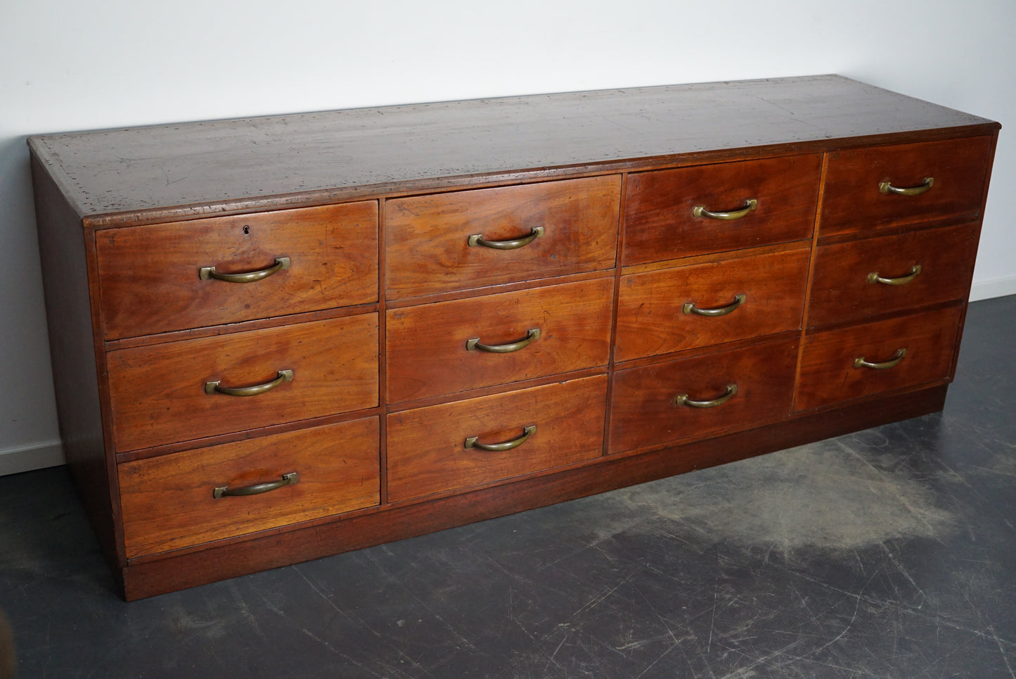 Large French Mahogany Apothecary Cabinet / Drapers Chest, Early 20th Century