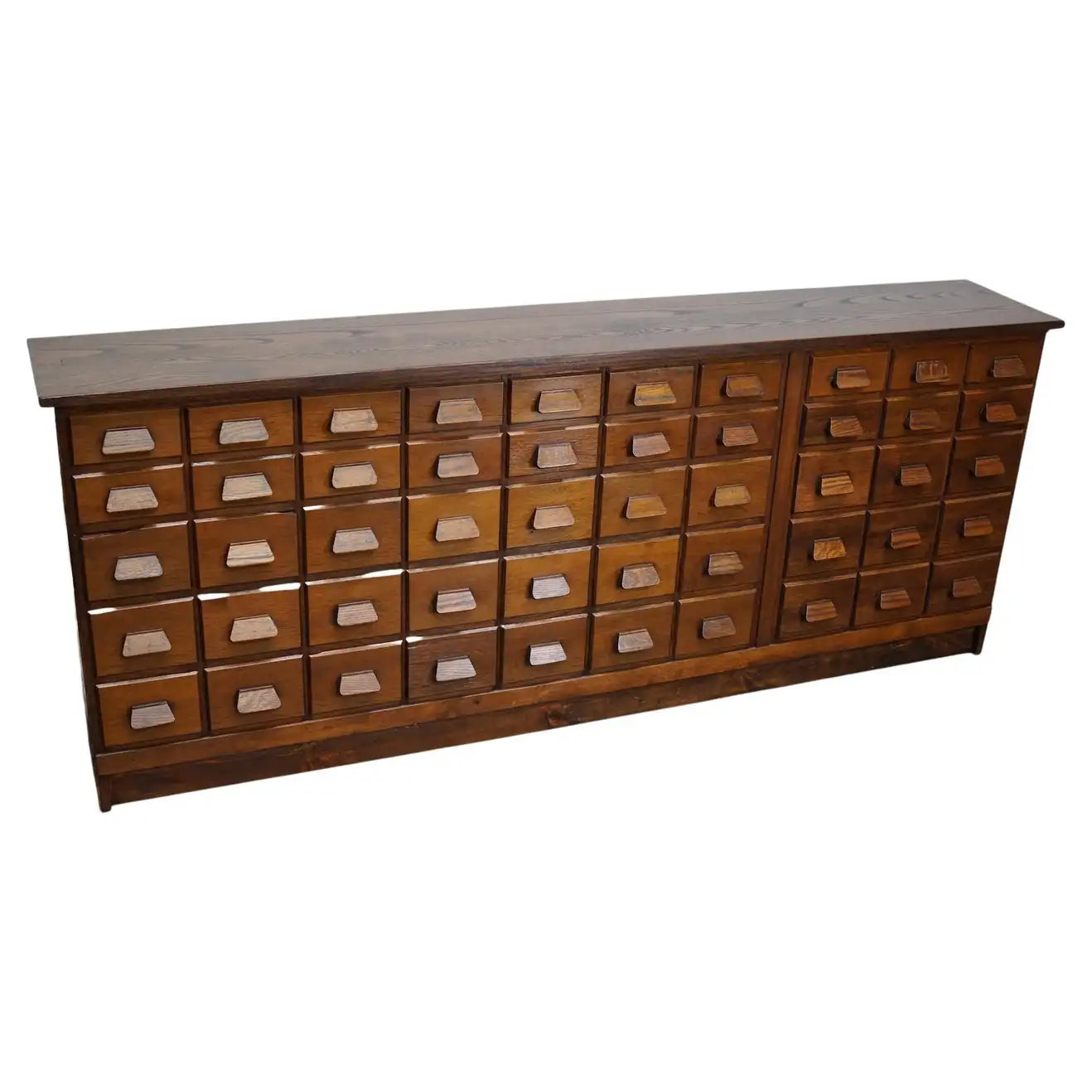 German Industrial Oak Apothecary Cabinet / Bank of Drawers, 1930s